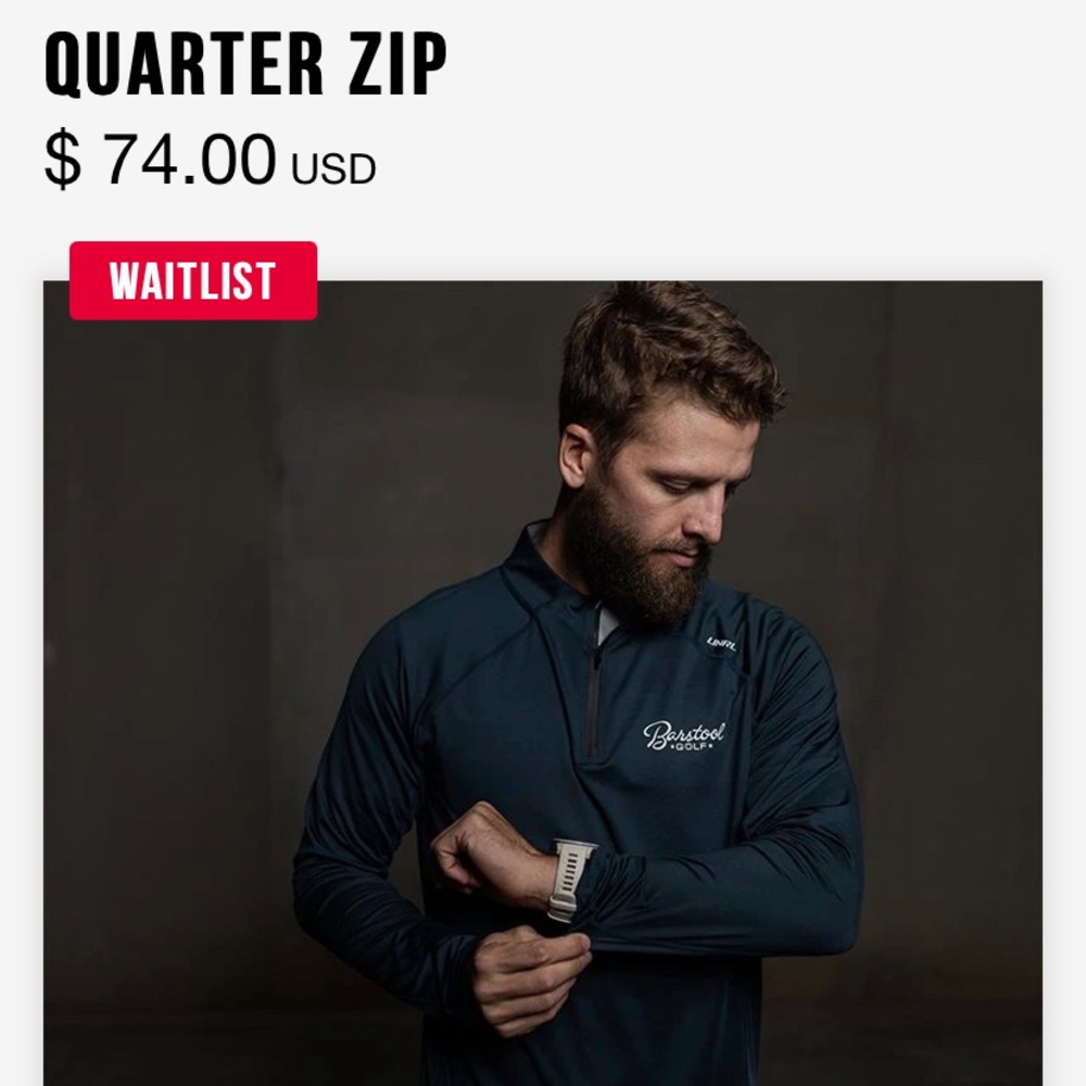 UNRL X BARSTOOL GOLF STRIDE QUARTER ZIP